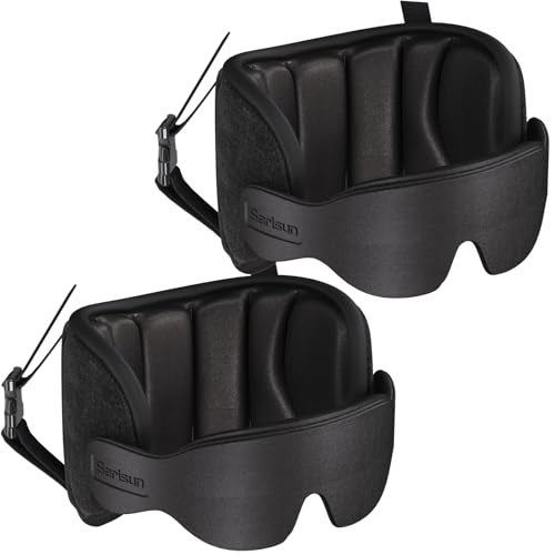 SARISUN Travel Pillows for Airplanes, 2 Pack Airplane Pillows for Long Flight with Sleep Eye Mask, Plane Head Strap for Road Trip, 360° Support for Sleeping, Stop Bobblehead Travel Essentials, Black - Image 1