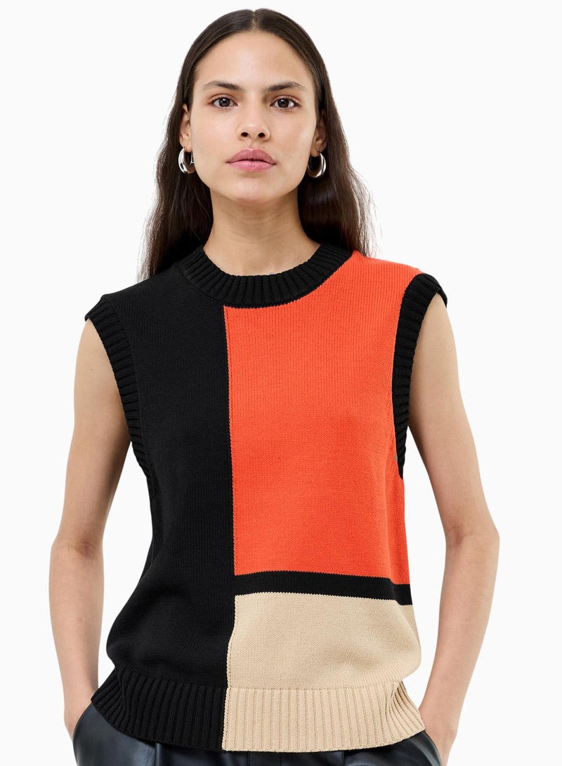 French Connection Varli Colour Blocking Knit Vest - Image 3