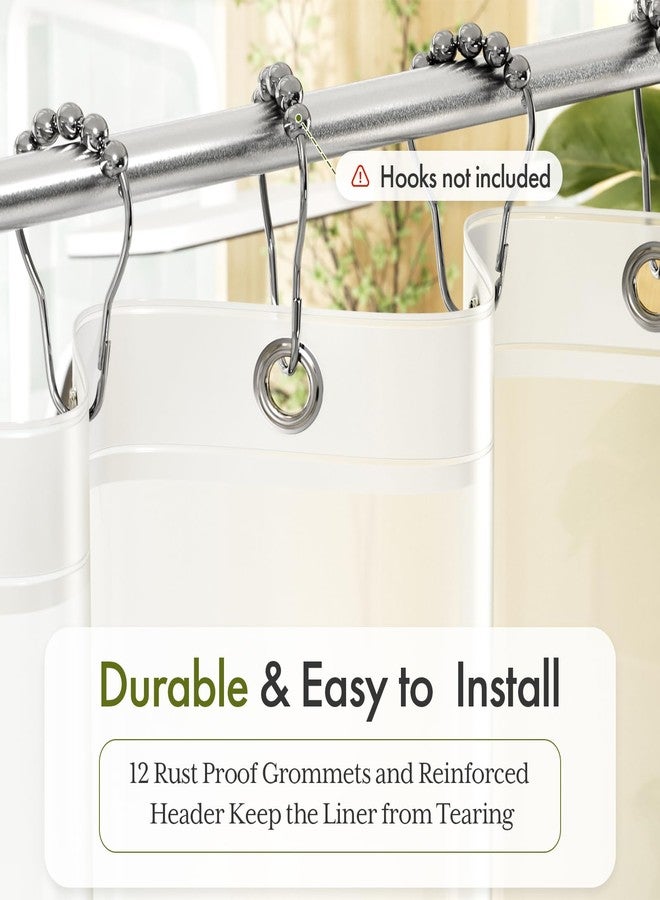 Bathway Shower Curtain Liner, Frosted Shower Curtain Liner 72x72 PEVA Waterproof Shower Curtain Liner Plastic with 3 Magnets and 12 Rustproof Metal Grommets, Lightweight Shower Liner for Bathroom - Image 3