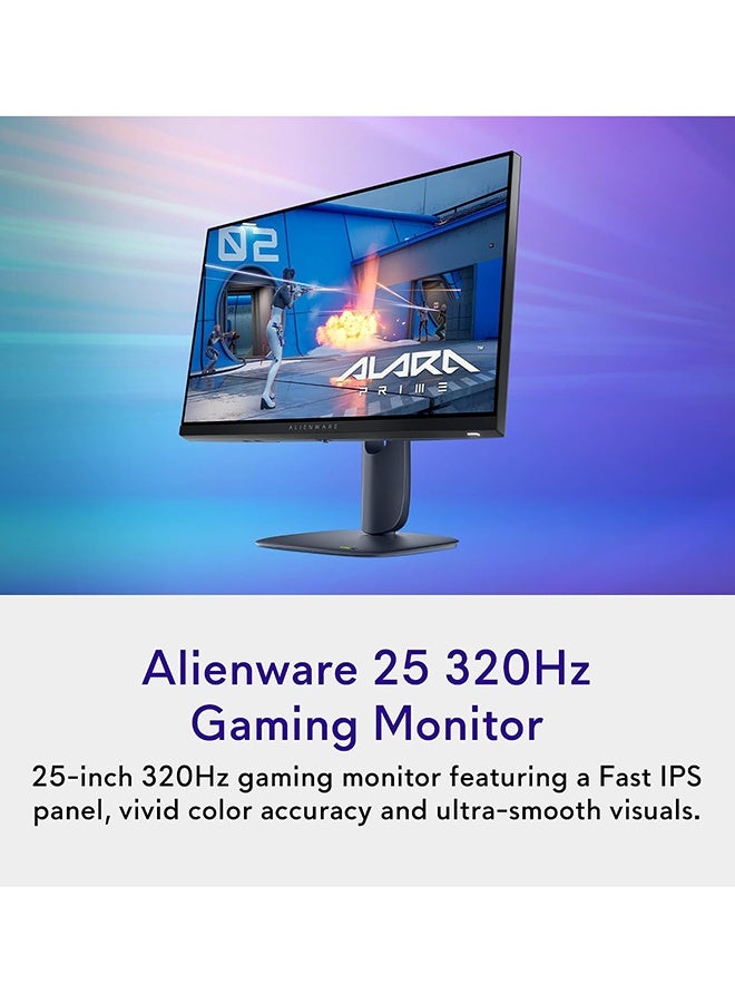ديل شاشة الألعاب Alienware 25، شاشة IPS سريعة بحجم 25"، دقة FHD، معدل تحديث 320Hz، زمن استجابة 0.5ms (من GtG)، متوافقة مع NVIDIA G-SYNC، AMD FreeSync Premium | AW2525HM - Image 2