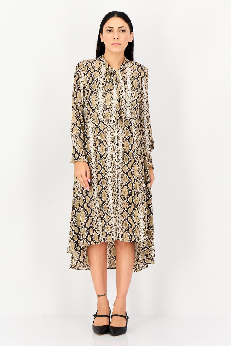 SELECTED Women Snakeskin Print Casual Midi Dress, Multicolor - Image 1