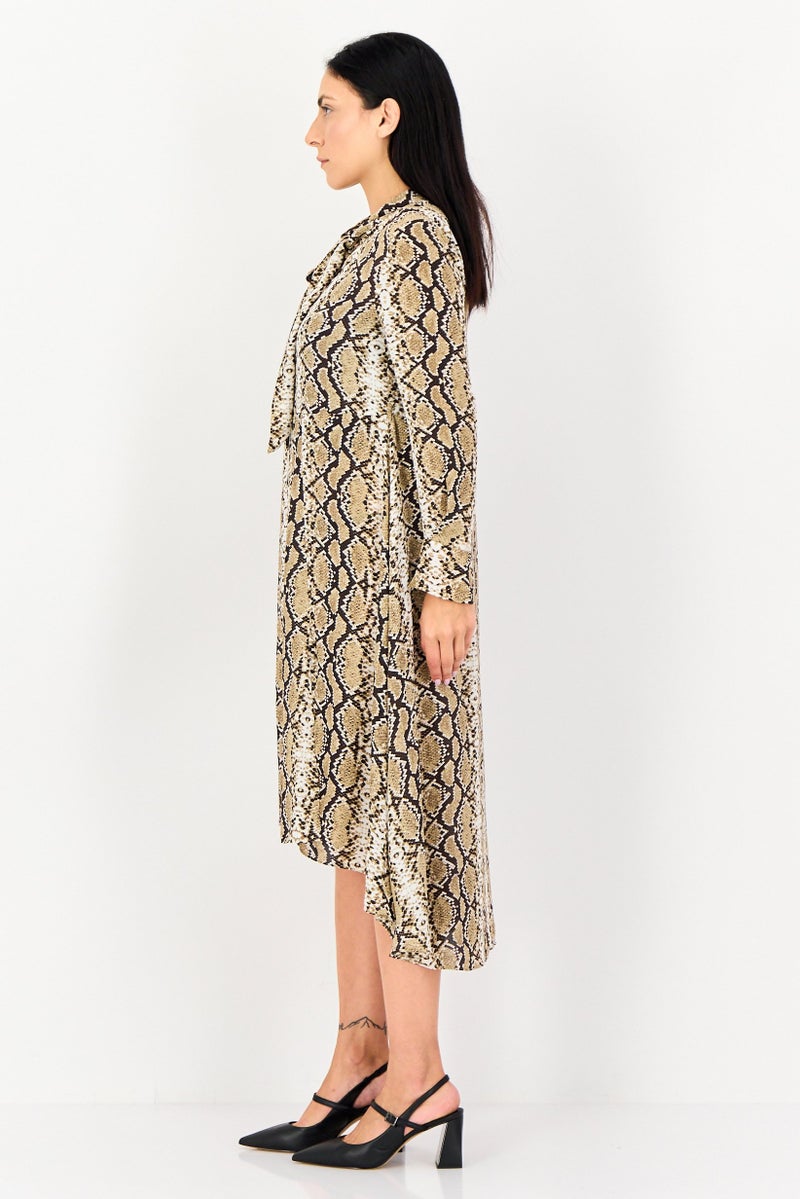 SELECTED Women Snakeskin Print Casual Midi Dress, Multicolor - Image 3