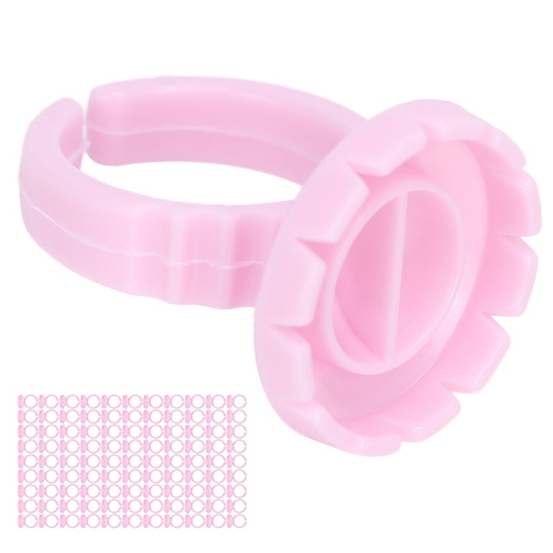 100pcs Disposable Eyelash Glue Ring Cup Eyelash Extension Glue Holder AccessoryPink - Image 3