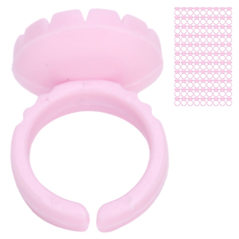 100pcs Disposable Eyelash Glue Ring Cup Eyelash Extension Glue Holder AccessoryPink - Image 4