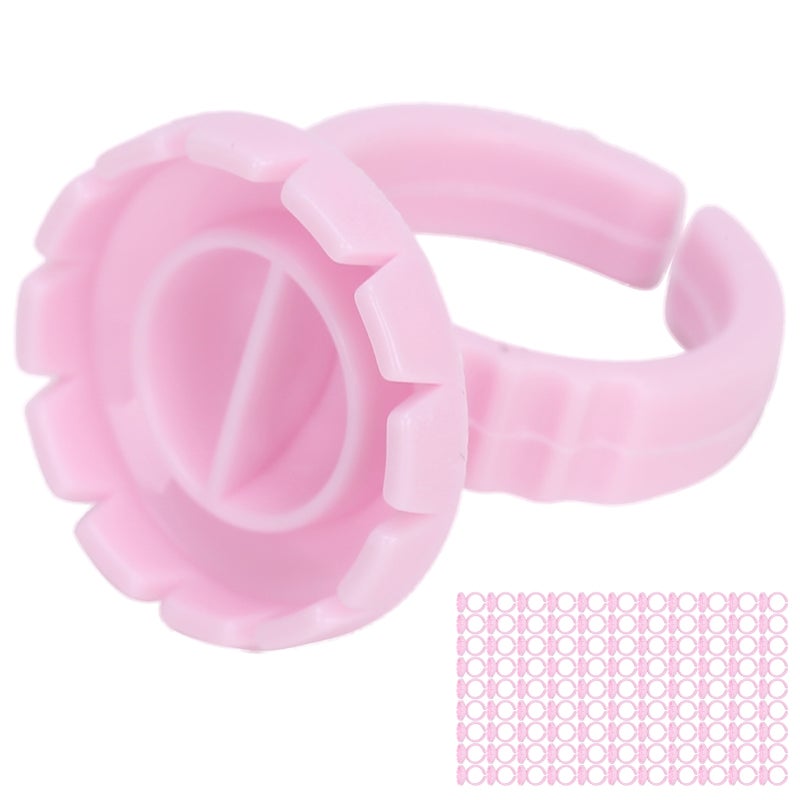 100pcs Disposable Eyelash Glue Ring Cup Eyelash Extension Glue Holder AccessoryPink - Image 2