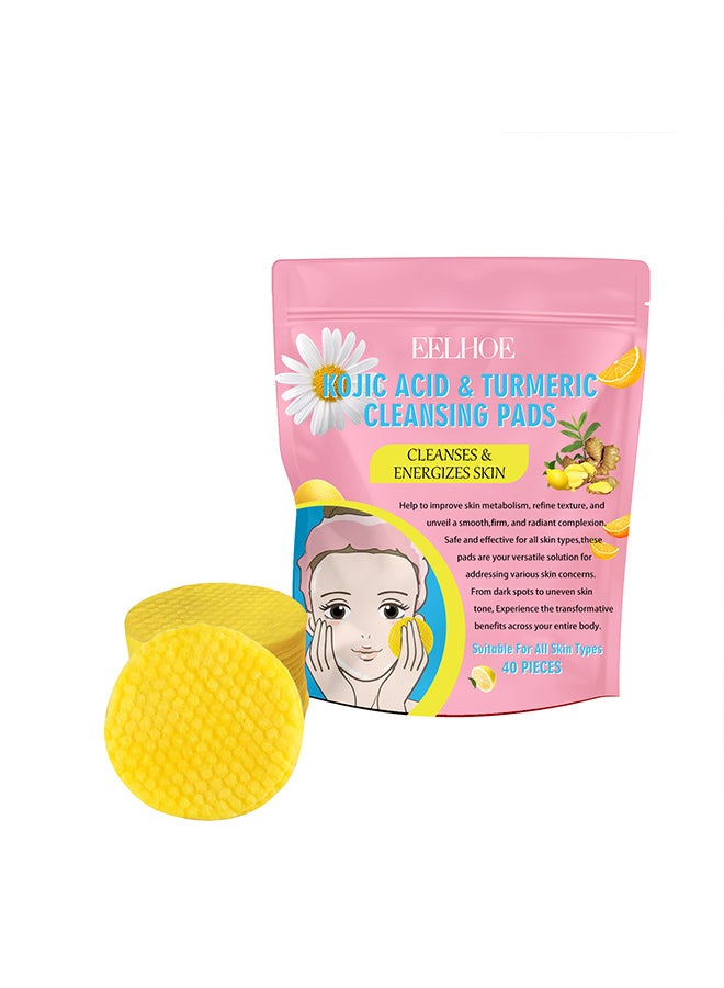 EELHOE Turmeric Kojic Acid Cleansing Pad Gentle Cleansing Skin Care Lightens Acne Face Brightens Delicate Pores - Image 1