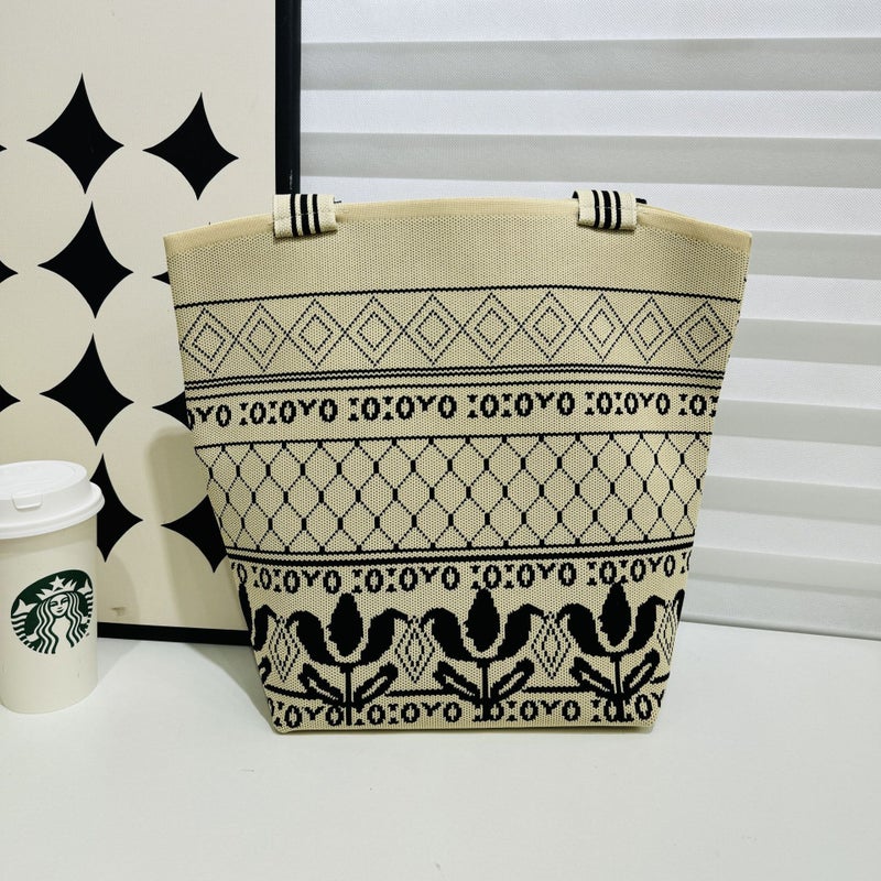 Korean Dongdaemun Simple Design Geometric Pattern Shoulder Bag For Women, Portable For Travel, Essential For Work And Commuting, Trendy Bag - Image 5