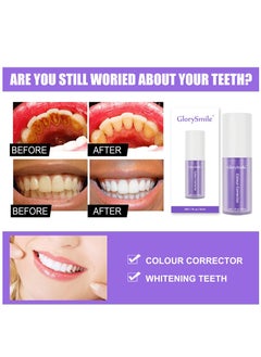 GlorySmile v34 Colour Corrector Purple Toothpaste Teeth Whitening Color Corrector Toothpaste Purple Teeth Whitener Teeth Whitening Booster Purple Whitening Toothpaste Teeth Whitener Tooth Stain Removal 30ml  - Image 5
