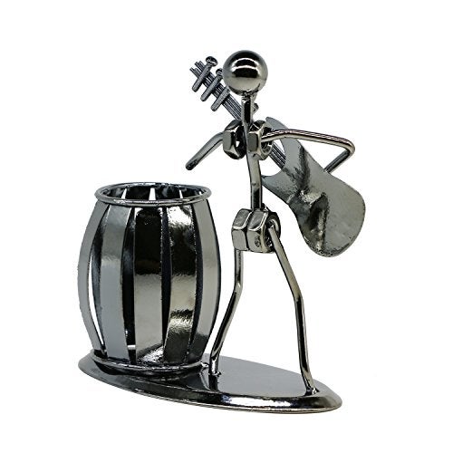 LepoHome Pen Holder for Desk, Guitar Style Pencil Holder for Men Gifts, Cute Metal Pen Cup for Office Decor Desktop Organizer Desk Accessories - Image 2