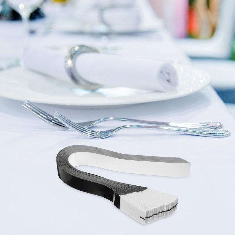 100pcs Black Self-Adhesive Napkin Bands Paper Napkin Rings Disposable Silverware Roll-up Bands for Wedding Thanksgiving Party Table Setup - Image 4