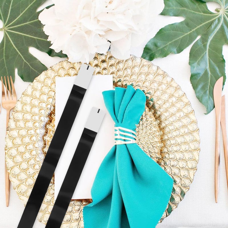 100pcs Black Self-Adhesive Napkin Bands Paper Napkin Rings Disposable Silverware Roll-up Bands for Wedding Thanksgiving Party Table Setup - Image 5