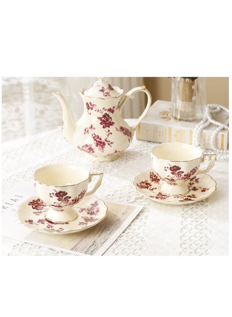 M MIAOYAN European retro coffee cup and saucer ceramic British Phnom Penh large lipstick cup French restaurant bar home - Image 5