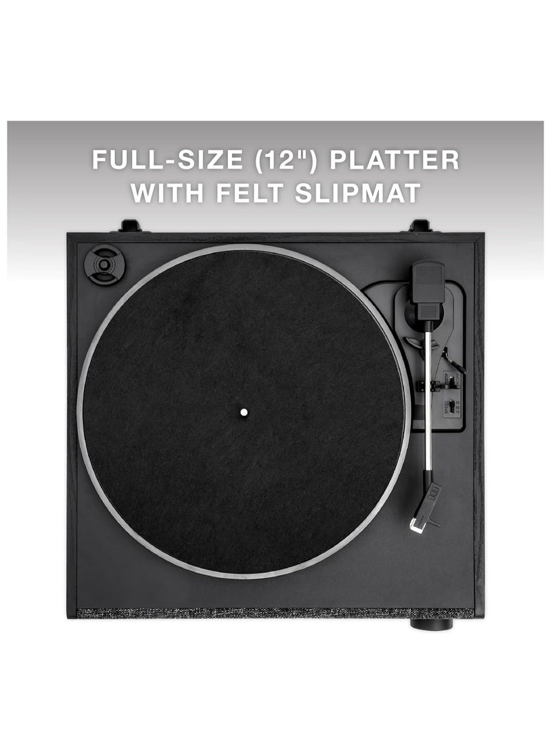 VICTROLA Victrola VTA-78 Eastwood LP Vinyl Record Player Bluetooth Speaker 3 Speed Turntable 12" Platter AT-3600L Moving Magnet Catridge Bluetooth Streaming RCA 3.5mm Output (Black)  - Image 3