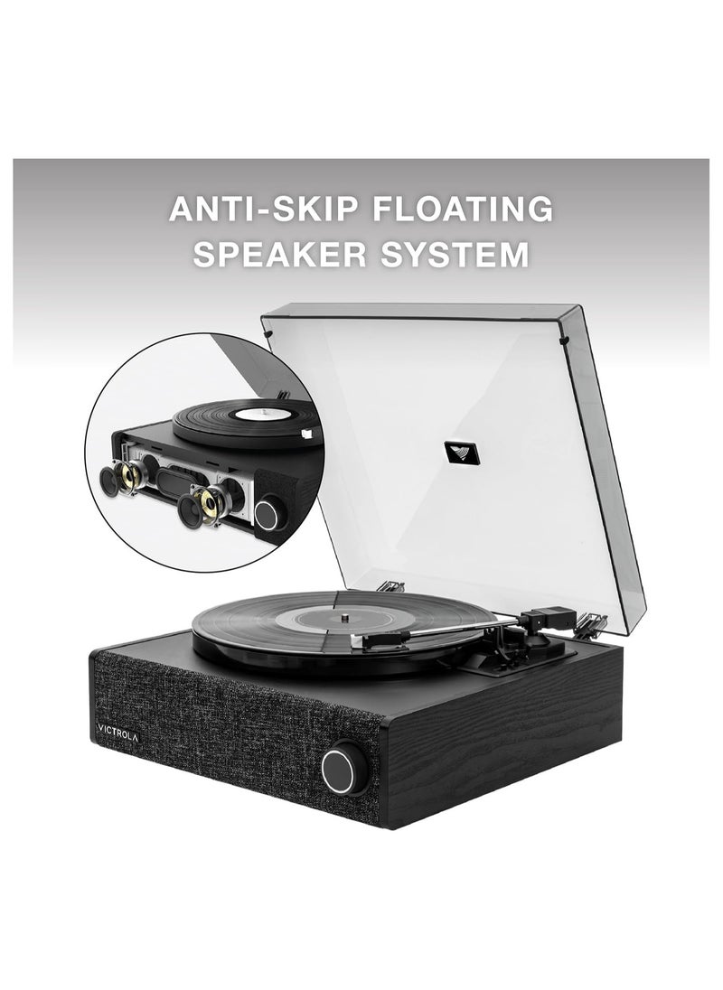 VICTROLA Victrola VTA-78 Eastwood LP Vinyl Record Player Bluetooth Speaker 3 Speed Turntable 12" Platter AT-3600L Moving Magnet Catridge Bluetooth Streaming RCA 3.5mm Output (Black)  - Image 4