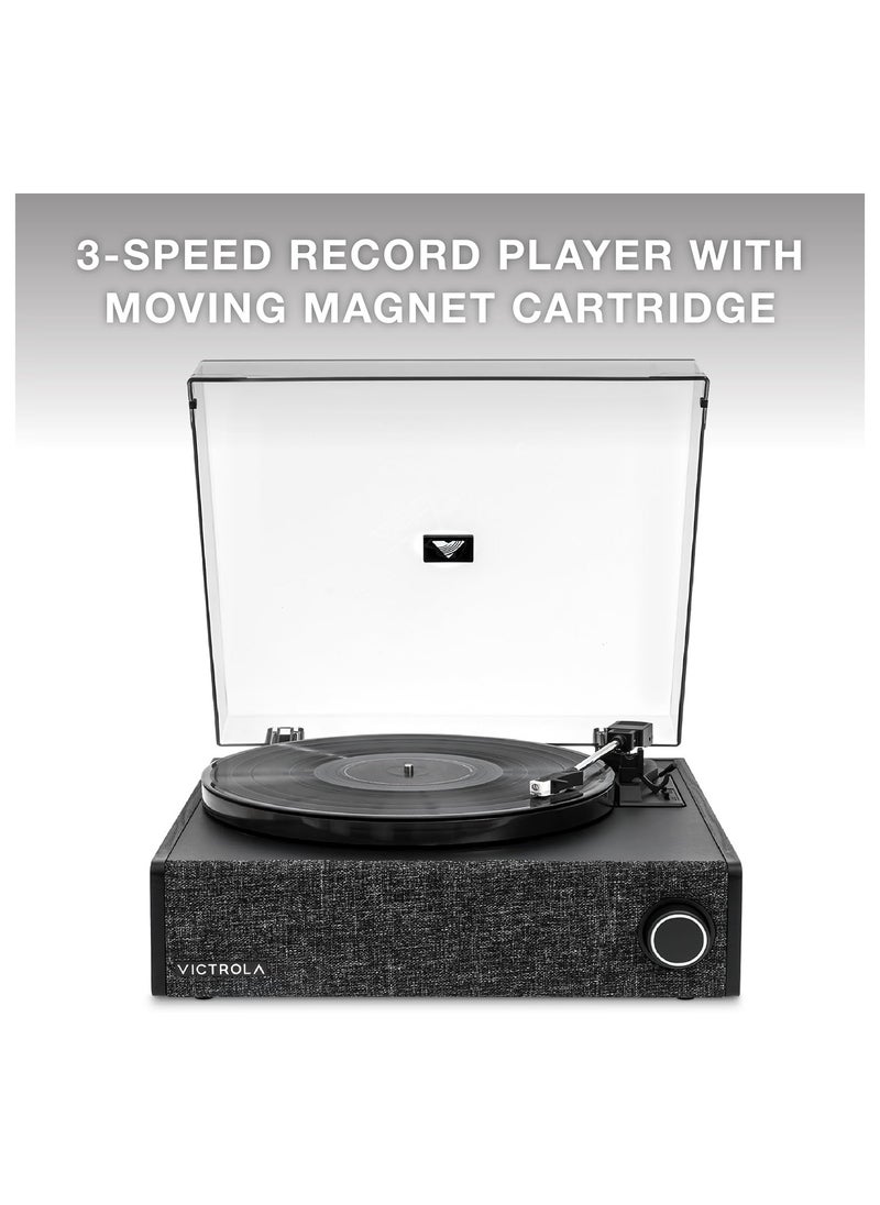 VICTROLA Victrola VTA-78 Eastwood LP Vinyl Record Player Bluetooth Speaker 3 Speed Turntable 12" Platter AT-3600L Moving Magnet Catridge Bluetooth Streaming RCA 3.5mm Output (Black)  - Image 2
