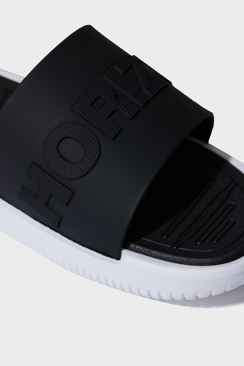 DeFacto Black Man Flat Base Single Band Faux Leather Slippers Casual - Image 3