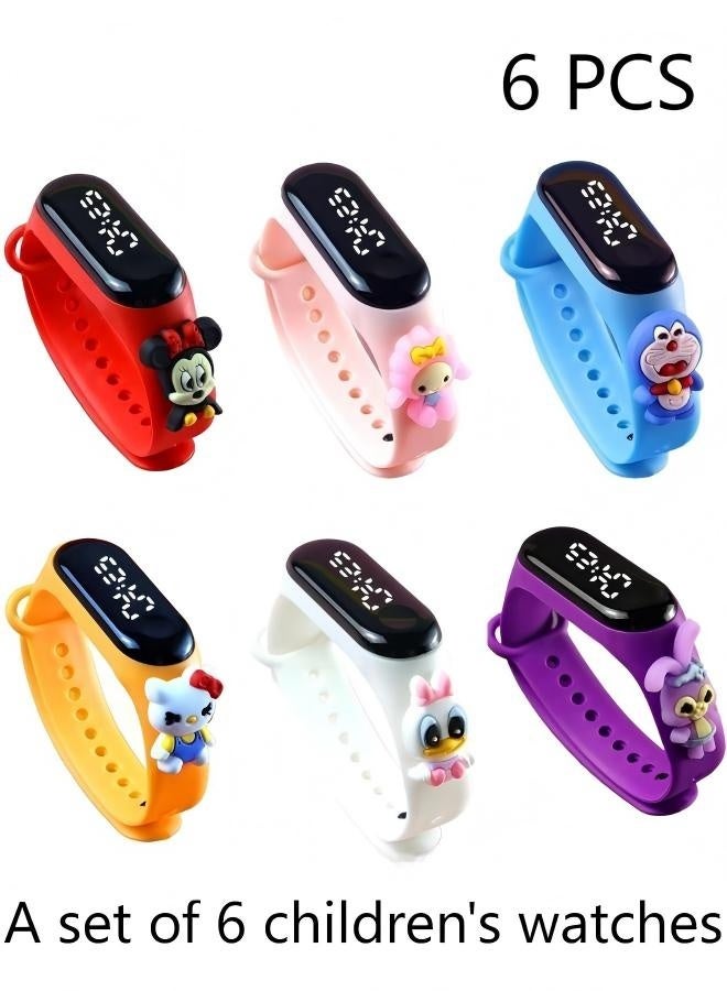 مجموعة من 6 ساعات رقمية سيليكون مضادة للماء للأطفال - Image 1