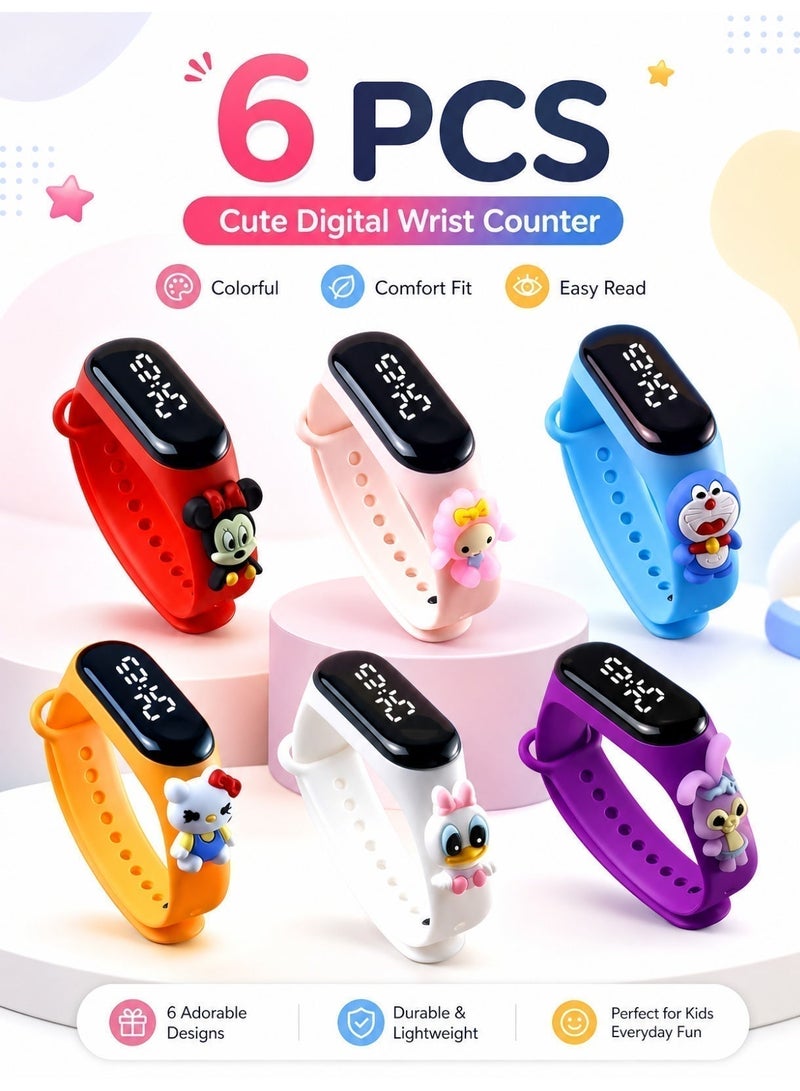 DTBG 6 Pack Kids Digital Watch Set, LED Touch Screen Waterproof Outdoor Sports Watches with Alarm & Calendar, Boys & Girls Gift Combo - Image 1