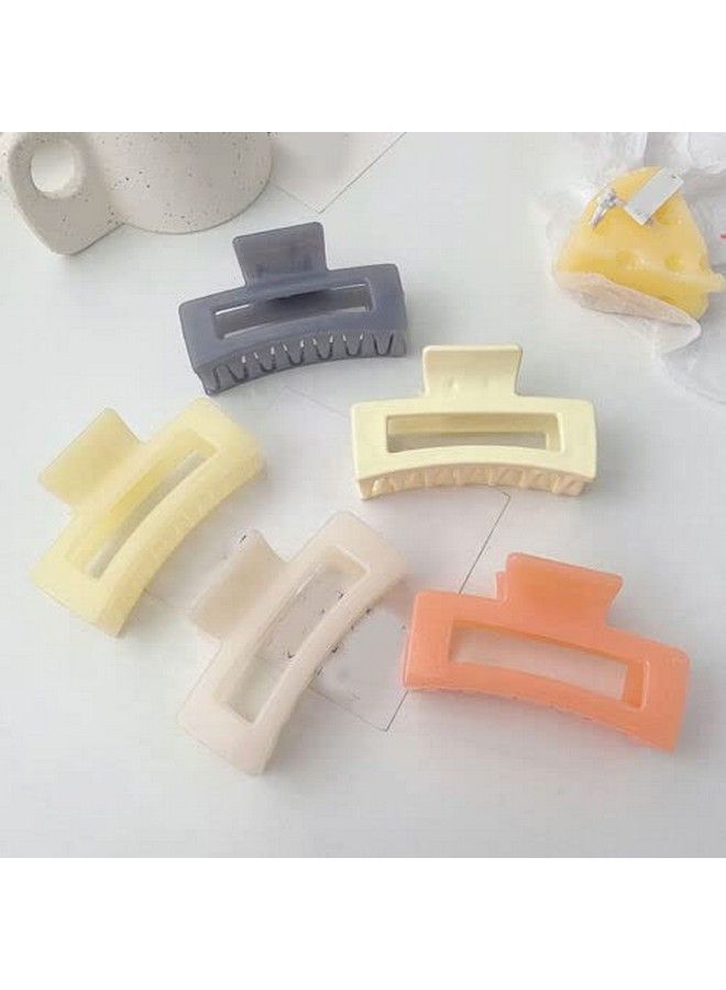 Pactiv Large Hair Claws Women Hair Clip Rectangle Marble Look Barrette Ponytail Clamps Neutral Hair Clips 4 Pack Thick Hair New - Image 5