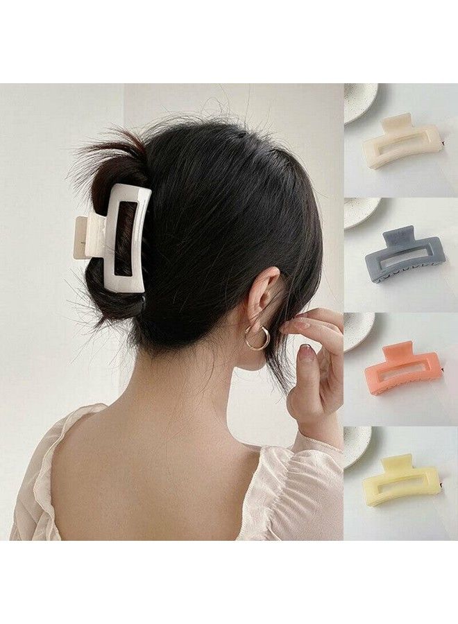 Pactiv Large Hair Claws Women Hair Clip Rectangle Marble Look Barrette Ponytail Clamps Neutral Hair Clips 4 Pack Thick Hair New - Image 2
