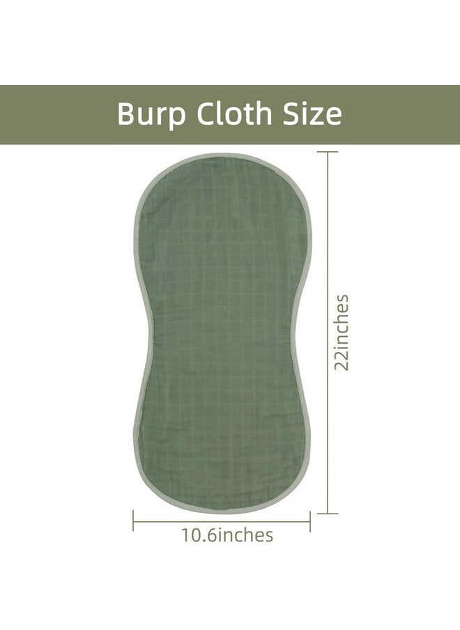 LifeTree Muslin Baby Burp Cloths - 2 Pack 70% Viscose From Bamboo And 30% Cotton Large 22'' By 10'' Absorbent Milk Spit Up Rags - Burping Cloths For Newborn, Girls Boys, Mallardduck & Olive  - Image 5