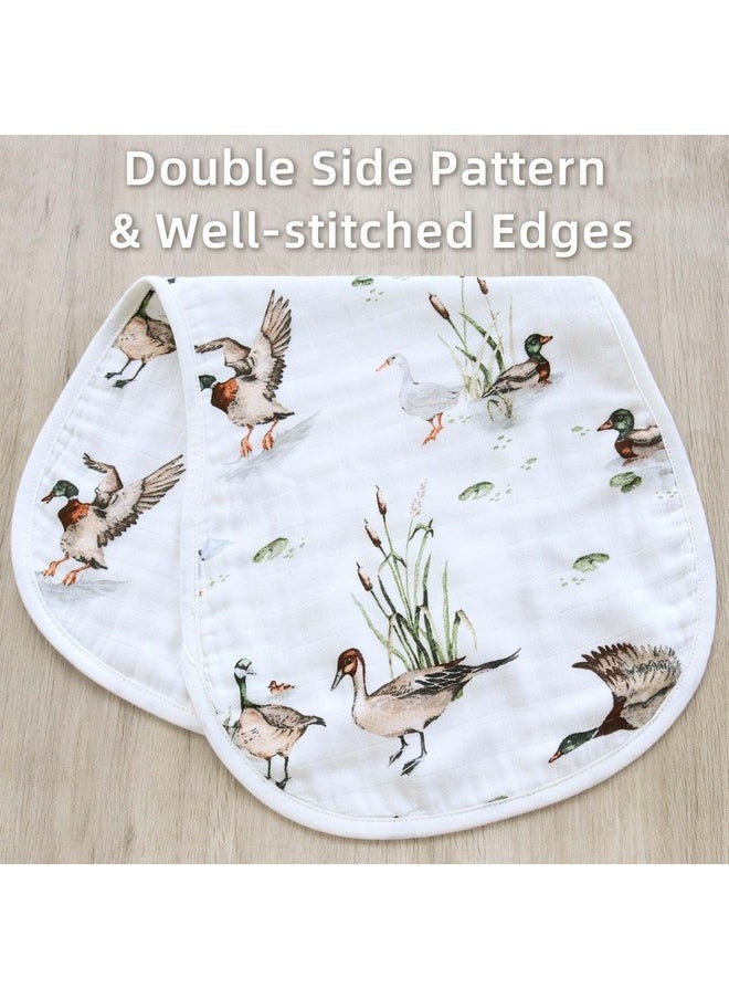 LifeTree Muslin Baby Burp Cloths - 2 Pack 70% Viscose From Bamboo And 30% Cotton Large 22'' By 10'' Absorbent Milk Spit Up Rags - Burping Cloths For Newborn, Girls Boys, Mallardduck & Olive  - Image 4