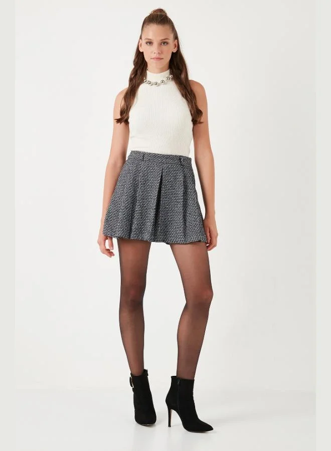 Lela Lela Patterned Cotton Winter Mini Short Skirt Women's SHORT SKIRT 611SR0046