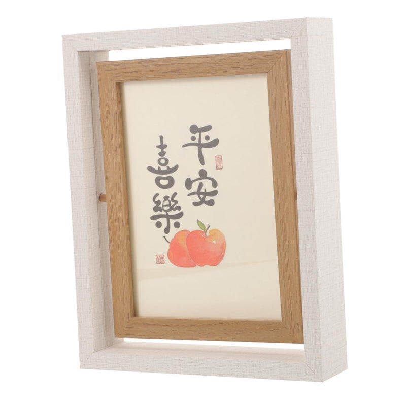 Wooden Rotating Picture Frame Decorative Spinning Photo Display Stand for Desk - Image 2
