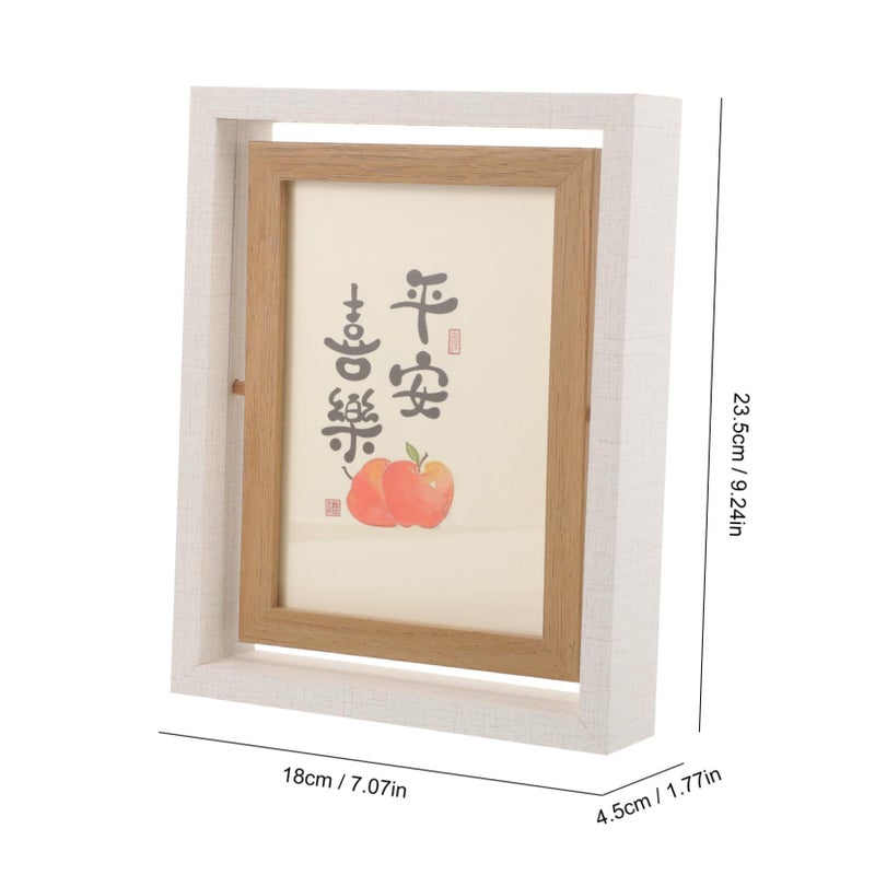 Wooden Rotating Picture Frame Decorative Spinning Photo Display Stand for Desk - Image 3