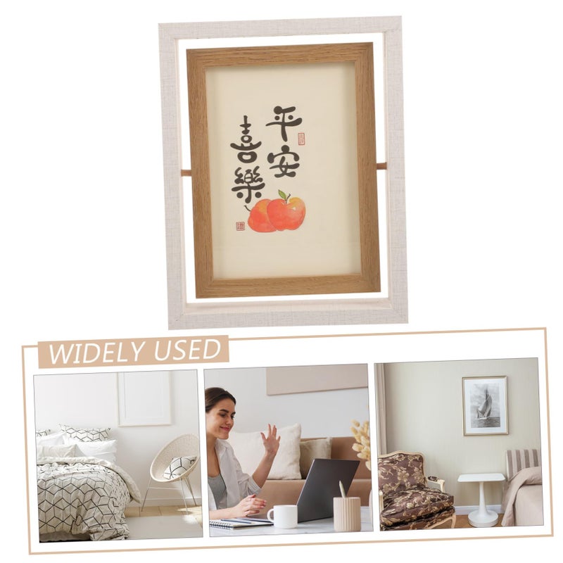 Wooden Rotating Picture Frame Decorative Spinning Photo Display Stand for Desk - Image 4