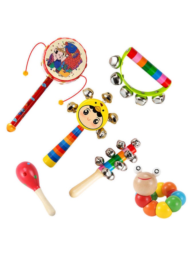 Newborn Hand Rattle Wave Drum 0 To 2 Years Old Hand Rattle Baby Toy Hundred Days Baby Toy Ringer Sand Hammer-Color:3-Piece Set (Ping An Drum + Bell Holding + Smiling Face Ring)  - Image 5