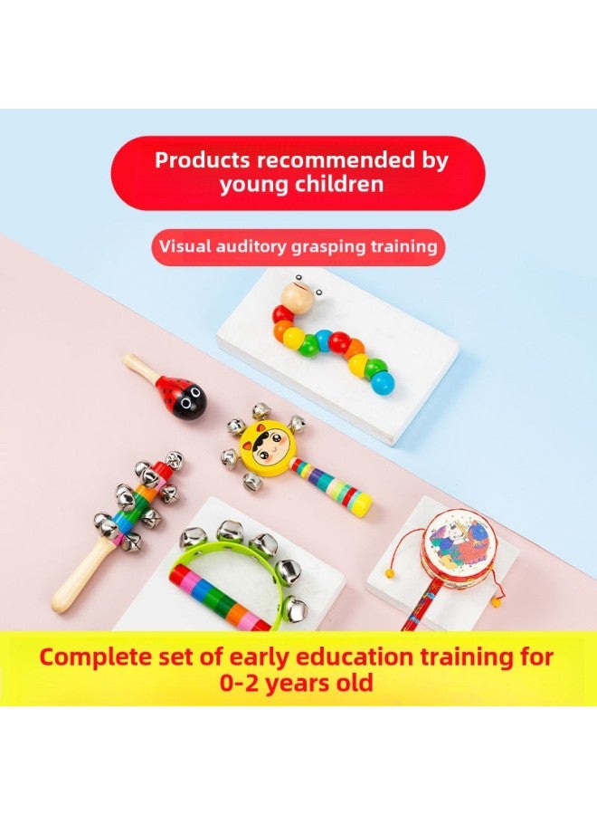 Newborn Hand Rattle Wave Drum 0 To 2 Years Old Hand Rattle Baby Toy Hundred Days Baby Toy Ringer Sand Hammer-Color:3-Piece Set (Ping An Drum + Bell Holding + Smiling Face Ring)  - Image 3