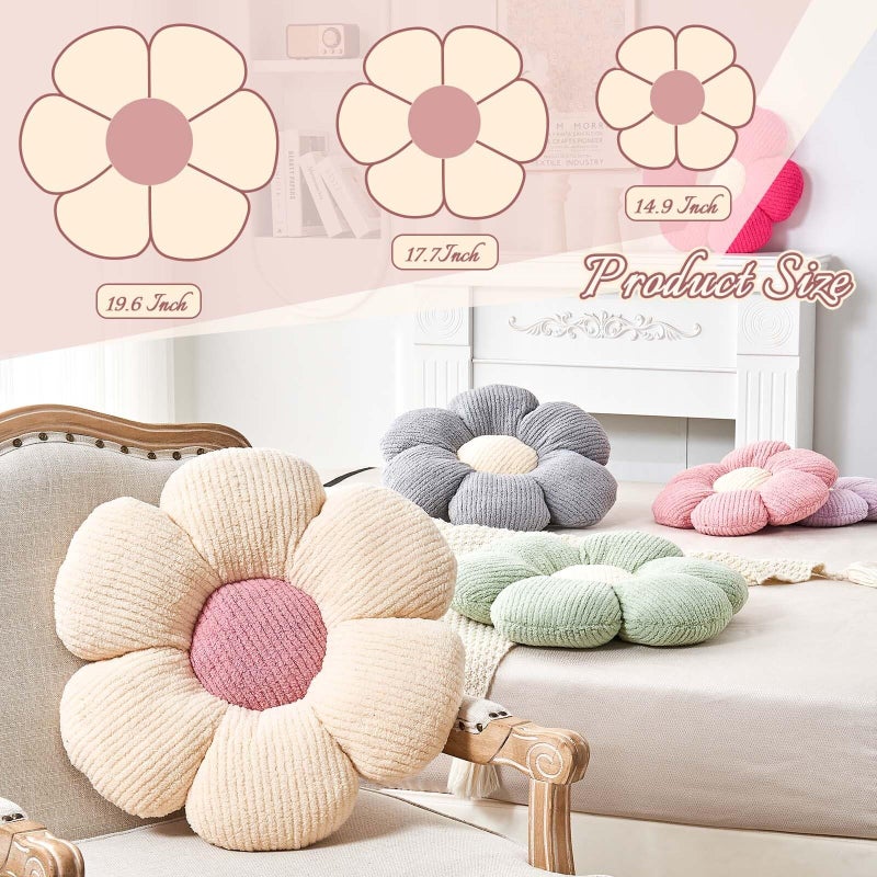 Kcvvcr Flower Throw Pillow, Soft Light Pink 17.7" Shaped Floor Pillow for Home Decor, Cute Aesthetic Plush Decorative Pillows for Bed, Sofa, Couch - Image 2
