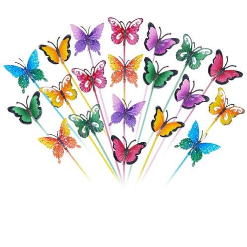 hogardeck Garden Decor for Outside Set of 20 Metal Butterfly Decorative Garden Stakes for Spring Decor Yard Art Garden Decorations for Outdoor Lawn Pathway Patio - Image 1