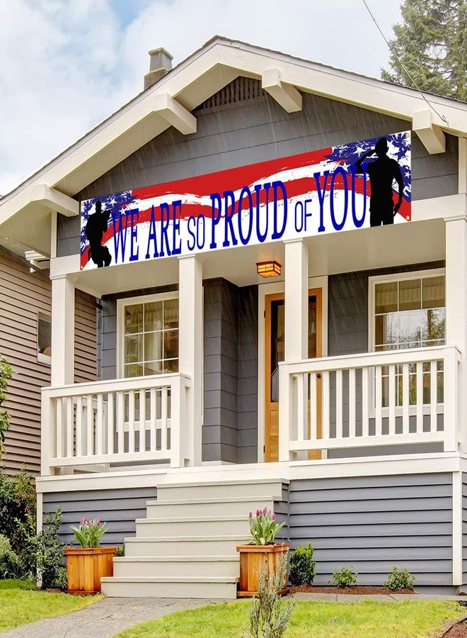 DodelyGz American Flag Patriotic Soldier We are So Proud of You Banner,Patriotic Theme Veterans Day 4th of July Memorial Day Deployment Returning Back Military Army Homecoming Party Decoration (Proud) - Image 5