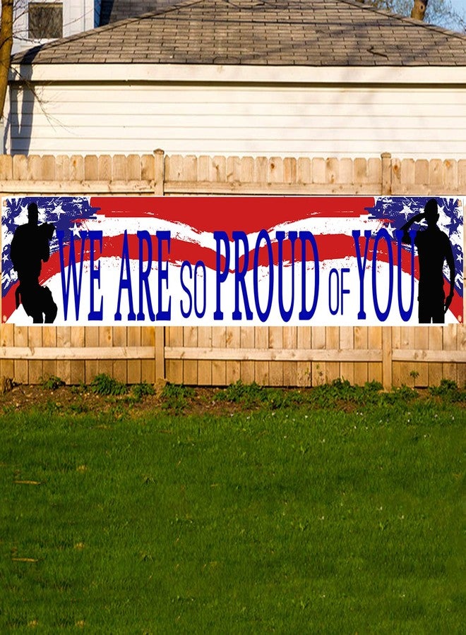 DodelyGz American Flag Patriotic Soldier We are So Proud of You Banner,Patriotic Theme Veterans Day 4th of July Memorial Day Deployment Returning Back Military Army Homecoming Party Decoration (Proud) - Image 4