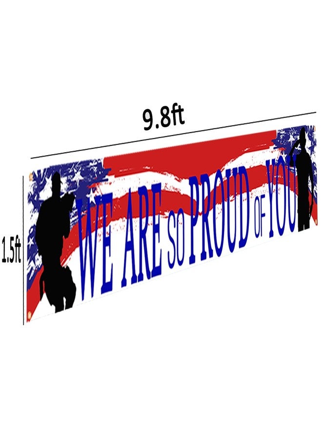 DodelyGz American Flag Patriotic Soldier We are So Proud of You Banner,Patriotic Theme Veterans Day 4th of July Memorial Day Deployment Returning Back Military Army Homecoming Party Decoration (Proud) - Image 3