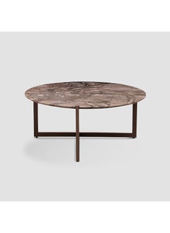 AL HUZAIFA FURNITURE Orville Coffee Table Italian Marble Top Stainless Steel Legs  - Image 1