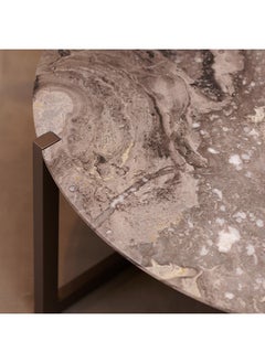 AL HUZAIFA FURNITURE Orville Coffee Table Italian Marble Top Stainless Steel Legs  - Image 4