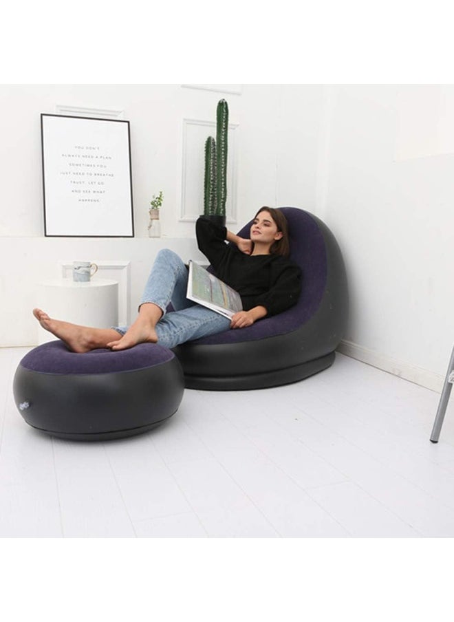 SUKILO - Inflatable Lazy Sofa with Foot Stool – Portable Flocking Lounge Chair – Easy Storage for Home & Outdoor Relaxation – Red - Image 1