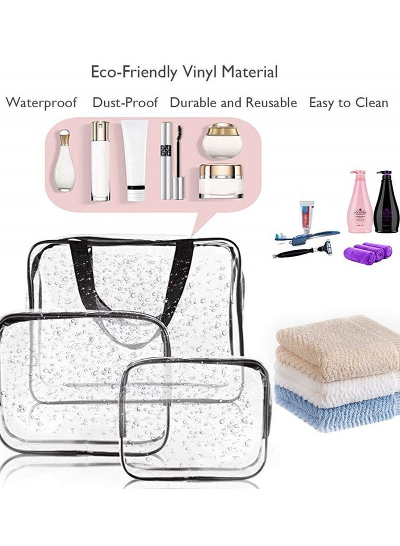 3-Piece Cosmetic Bag Clear/Black - Image 2