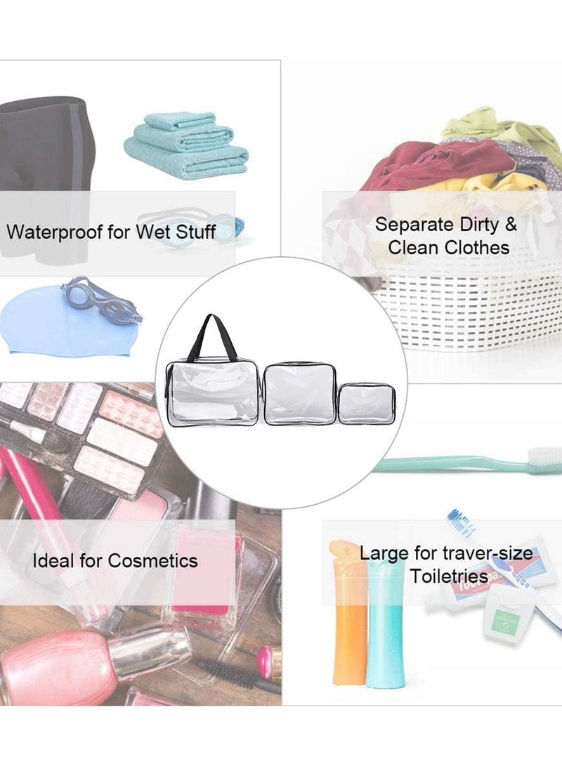 3-Piece Cosmetic Bag Clear/Black - Image 3