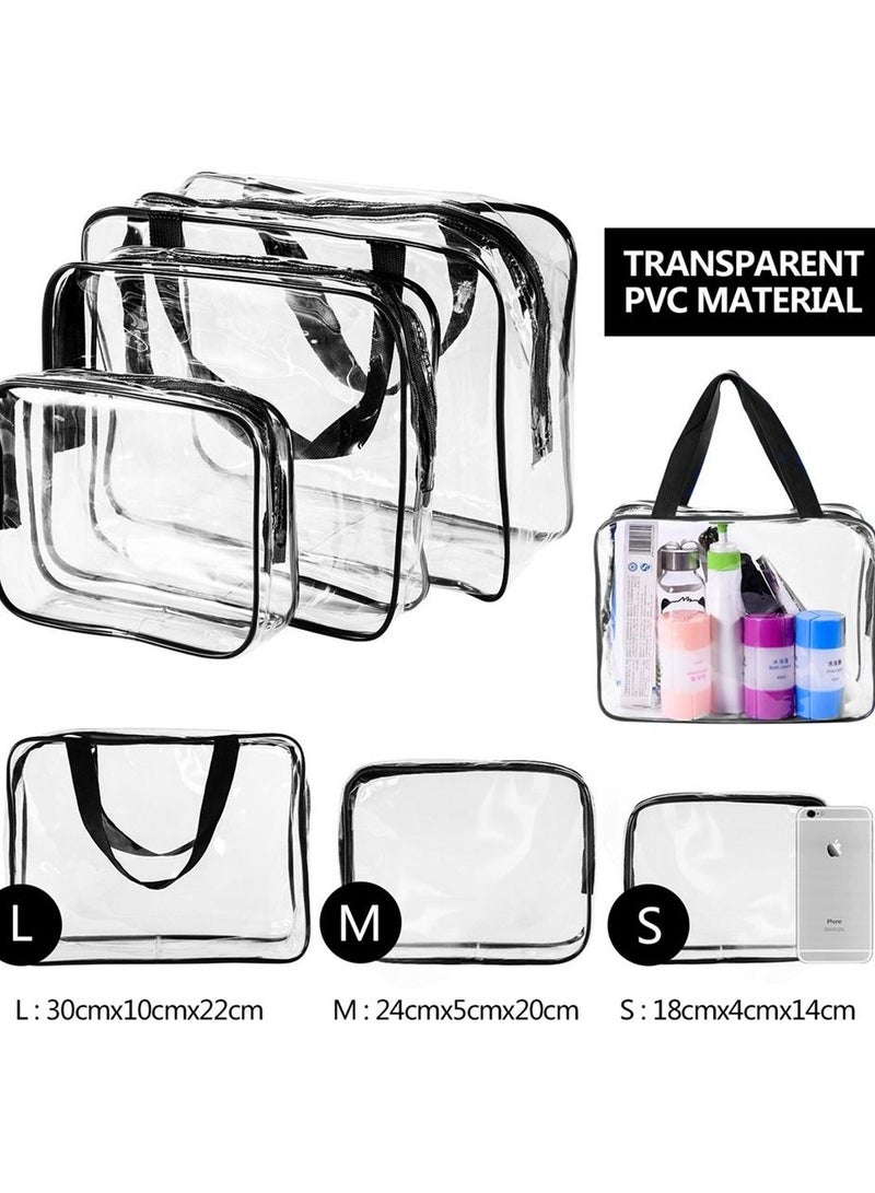 3-Piece Cosmetic Bag Clear/Black - Image 1