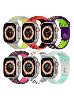 CATANES 6 Pack For Apple Watch 49mm 45mm 44mm 42mm Silicone Sport Band Nike Strap Compatible With iWatch Series Ultra/8/7/SE/6/5/4/3/2/1  - Image 2