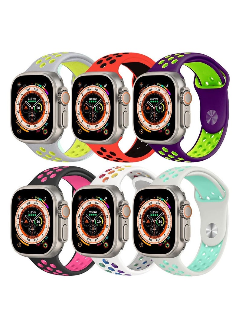CATANES - 6 Pack For Apple Watch 49mm 45mm 44mm 42mm Silicone Sport Band Nike Strap Compatible With iWatch Series Ultra/8/7/SE/6/5/4/3/2/1 - Image 1