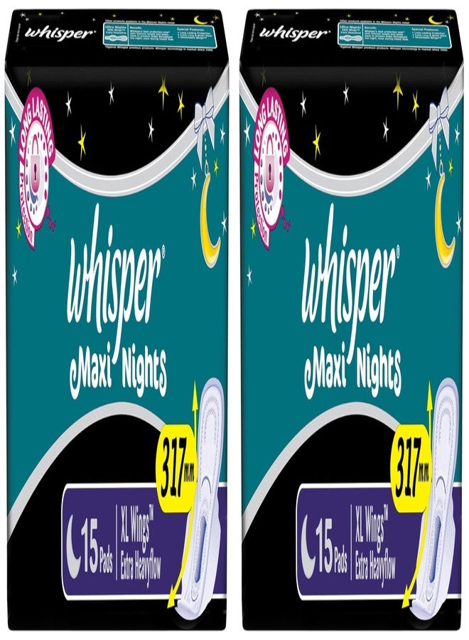Whisper Maxi Nights Sanitary Pads for Women, XL, Pack of 30 Napkins - Image 1