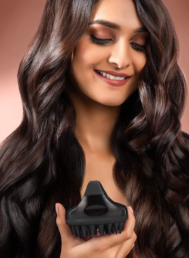 Hair Scalp Massager Shampoo BRush With Soft Silicone Bristles Black 9X 4 X 8CM - Image 2