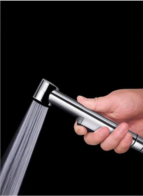Handheld Bidet Sprayer for Toilet, Shattaf, Healthy Bidet Faucets for Toilet Sprayer, Jet sprayer, Adjustable Water Pressure with Bidet Hose and Hook Set - 1.20 M. Made in Germany (Silver Chrome)
