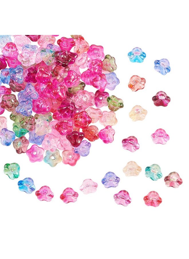 UR URLIFEHALL 100 Pcs Mixed Color Electroplate Glass Trumpet Flower Beads Transparent Glass Beads For Diy Jewelry Bracelets Necklaces Earrings  - Image 1