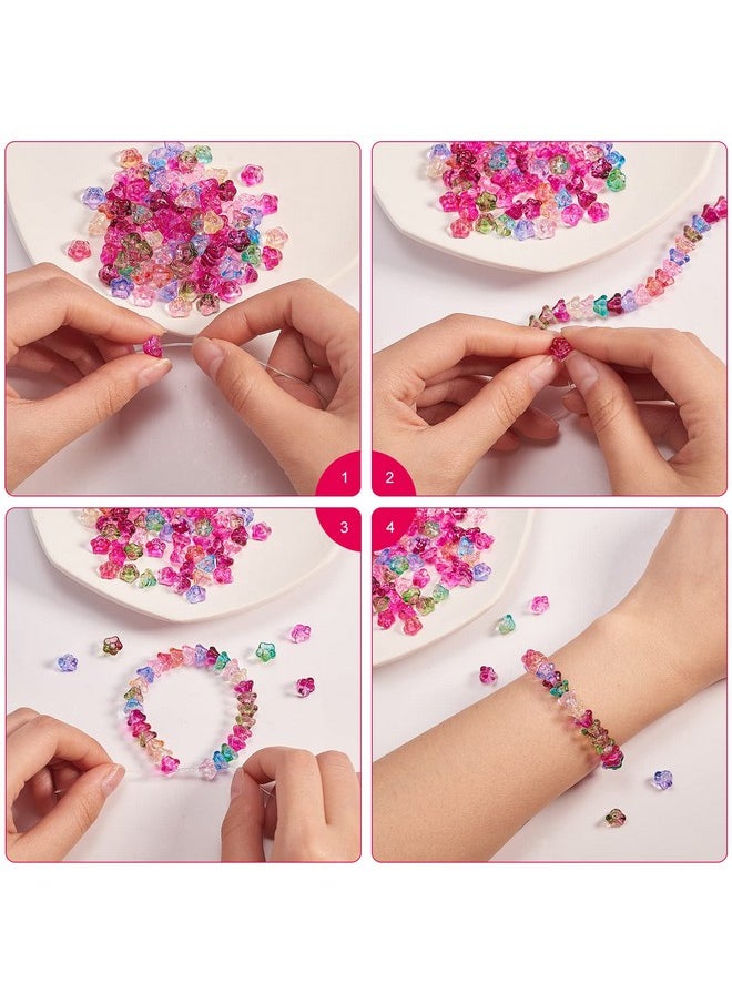 UR URLIFEHALL 100 Pcs Mixed Color Electroplate Glass Trumpet Flower Beads Transparent Glass Beads For Diy Jewelry Bracelets Necklaces Earrings  - Image 3
